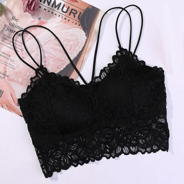 

fashion ladies bra lace flowers detachable chest breathable hollow lingerie bra seamless underwear wire brak, Red;black