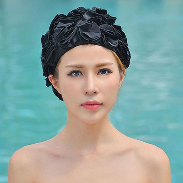

new 36 lily flowers women girls swimming cap colorful sports swim pool beautiful hat size elastic cap handmade exquisite