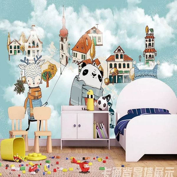 

пользовательский большие настенная 3d обои нордик мира замок спальня настенной телевизор обратно декор стена мультфильма животные глубокого