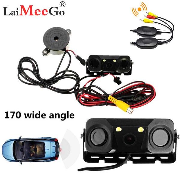 

driving cyclic recorder car vehicle camera 3 in 1 car rear view reverse parking sensor detector buzzer alarm dash camera
