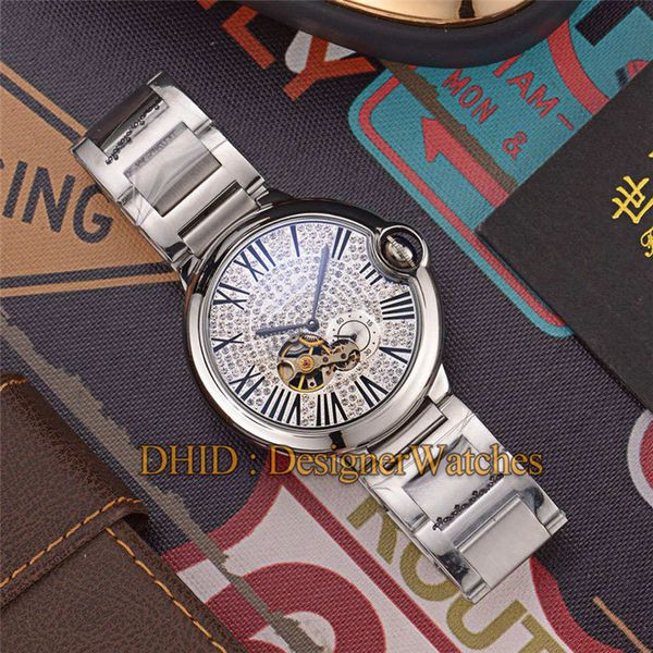 

diamond watch rose gold 316l stainless steel case ballon luxury mens designer watches hollow dial man woman wristwatches montre de luxe, Slivery;brown