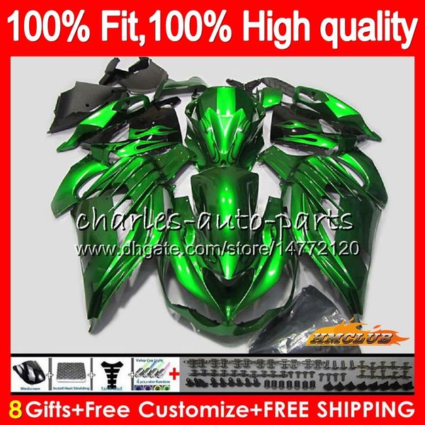 Green Black Fairing Kit Fit for Kawasaki Ninja ZX14R ZX-14R ZZR1400 2012-2017 13