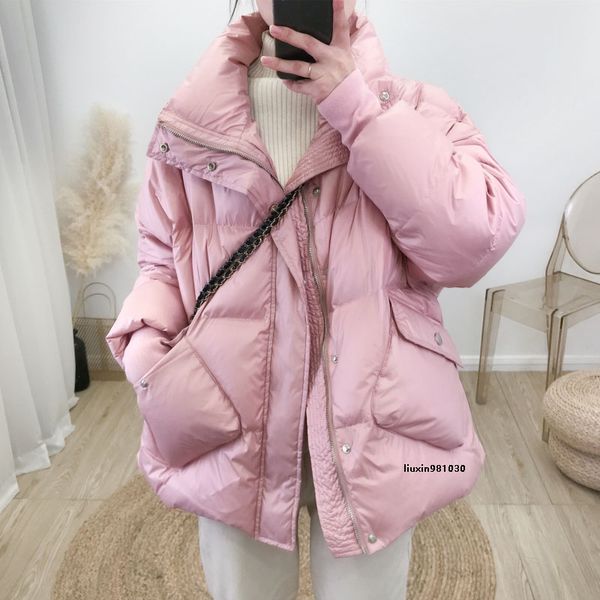 

women's down & parkas 2021 casual winter women coat black/pink/white/green long sleeve solid color thick warm loose puffer jacket yr95