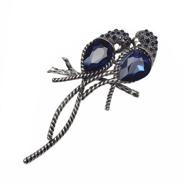 

alloy for women animal brooches a pair of bird inlay shiny big blue for girls pins, Gray