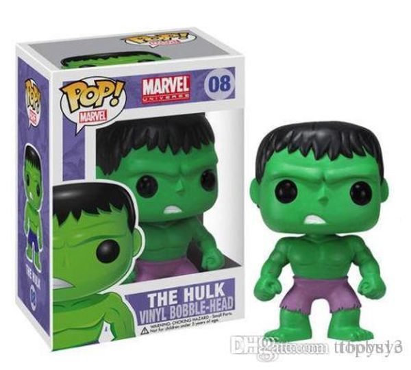 

lxh хороший подарок funko pop marvel comics мстители халк bobble head винил фигурку с коробкой # 08 toy gift