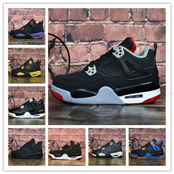 

children sports shoes 2020 new bred black purple iv 4s kids basketball shoes outdoor trainers size 11c-3y