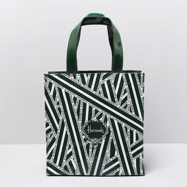

green striped pvc waterproof shopping bag large capacity bento bag women handbag