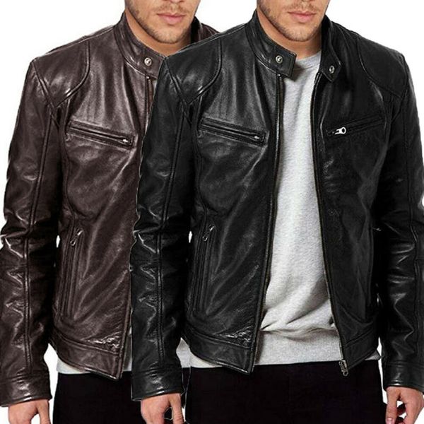 

men lambskin leather jacket black & brown new man winter warm slim fit biker jacket coat