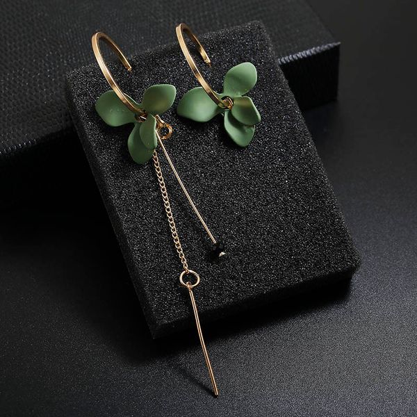 

trendy flower women dangle earrings golden big circle two color spray paint asymmetrical earrings for women drops earrings, Silver