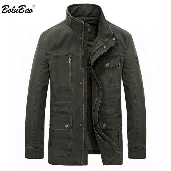 

bolubao men's jackets multi pocket business casual male jacket slim fit standing collar big pocket men warm jacket coat, Black;brown