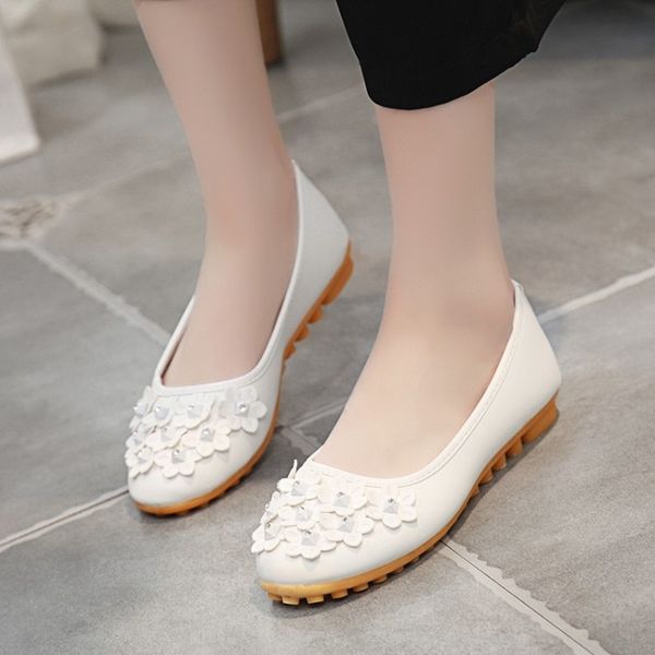 

2020 new flowers flats shoes woman round mouth tenis feminino fashion peas flats shoes comfortable soft women h14-75, Black