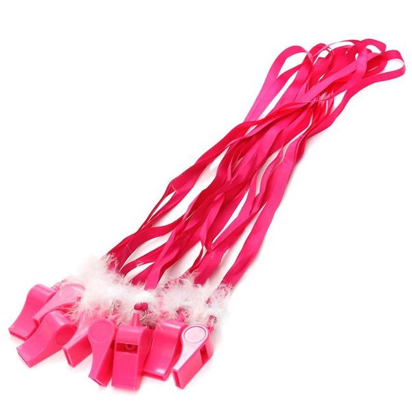 10 Pçs / lote Hot Rosa Rosa Jogo Fluffy Whisles com Strap Girls Night Out Bachelorette Party Decoração Jogo Favor Presentes