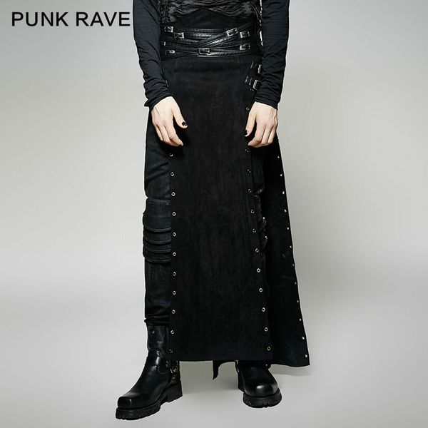 

punk rave men gothic black personality skirt steampunk black male casual loose scotland skirt stage performance men pants