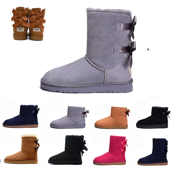 

2019 boots wgg snow winter leather women australia classic kneel half boots ankle boots black grey chestnut navy blue red womens