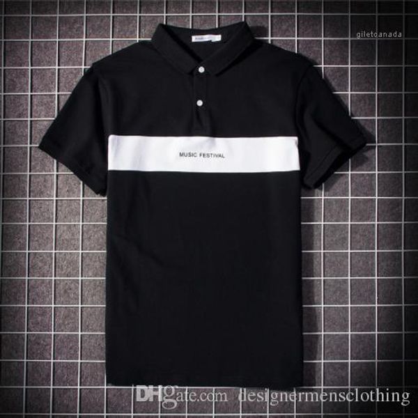 

fashion short sleeved patchwork letter printed tees mens lapel summer male clothing polo mens tshirts, White;black