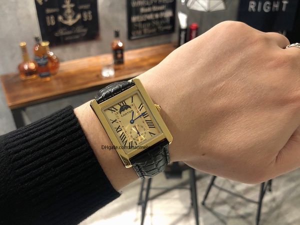 

2020 горячей продажи высокого качества роскоши дизайнер CARTIER бренд джокер кожа бак часы мужские квадратные автоматические движения мужчины часы