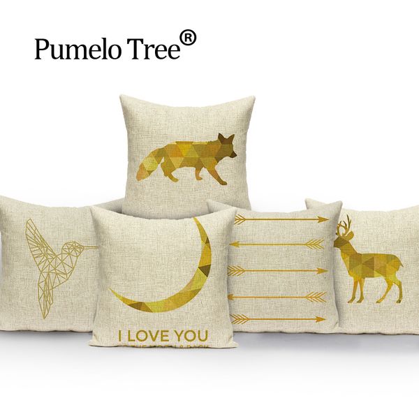 

simple animal cushion white 45*45 decorative pillows dropshipping cushion cover linen deer cushions home decor pillow cover