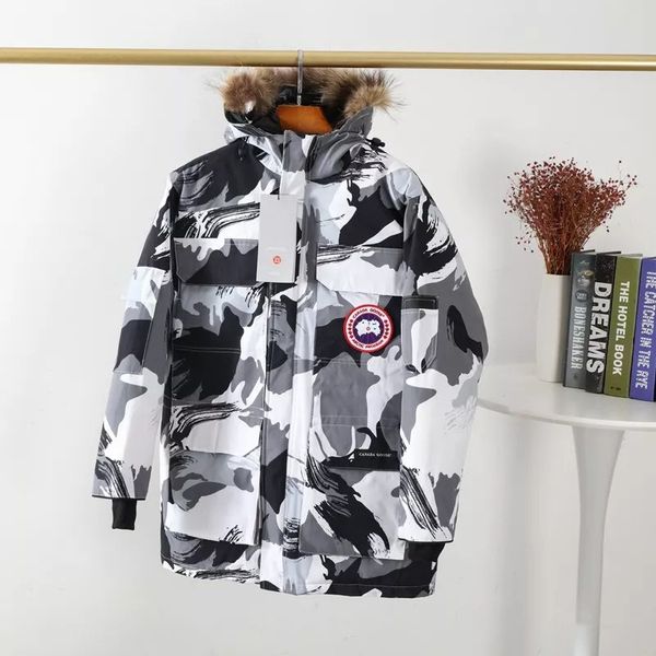 

19fw luxurious brands design canada middle long wdd down hooded jacket men women fashion casual goose streetwear sweatshirts outdoor shirts, Gray;blue