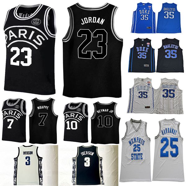 

psg paris jersey 10 neymay jr 7 mbappe 23 michael jd ncaa 1 irving 35 bagley iii 3 iverson 33 bird basketball jerseys, Black
