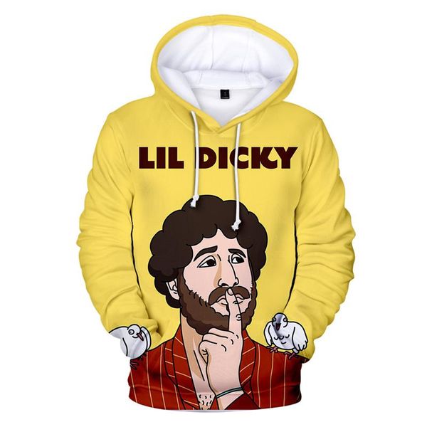 

хип-хоп певица лил дикки печати мужские толстовки плюс пуловер толстовка с длинным рукавом пара одежда, Black