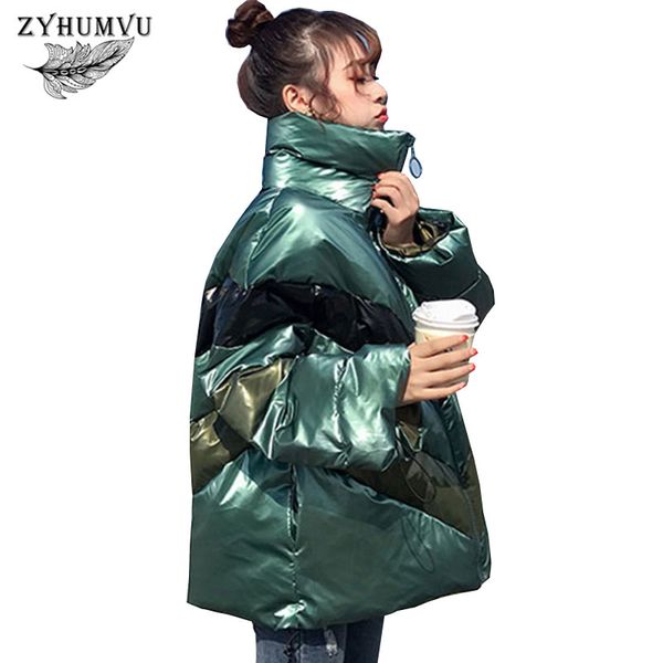 

мода яркая вниз хлопок пальто женщины большого размера 2018 winter стенд воротник толстых телогрейки parkas сыпучего теплая верхняя одежда z, Black