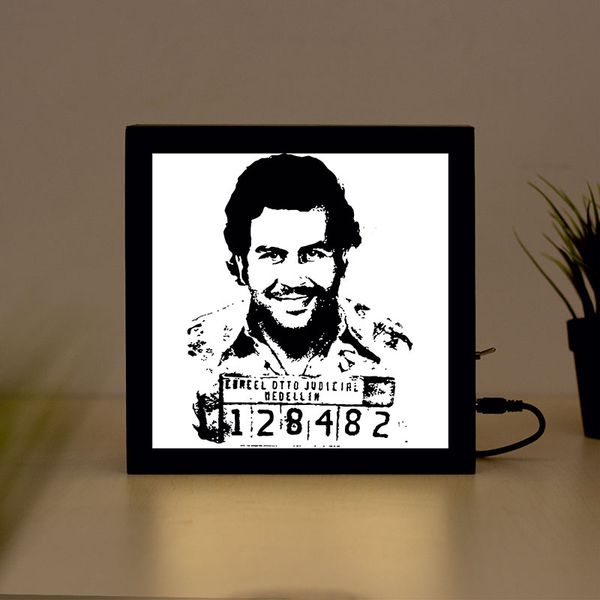 

pablo escobar ручной работы деревянные light box знак для дома, ресторан, кофейня бизнес signage