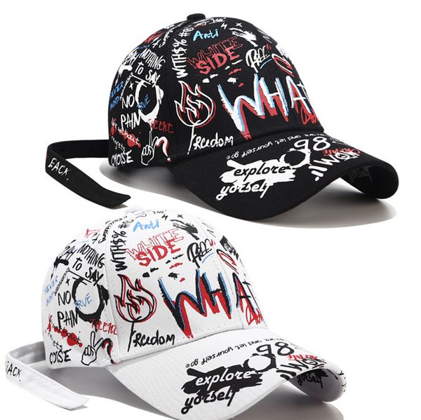 

2020 tide male and pretty female doodle baseball cap. fashionable korean personality summer. sun hats , peaked caps, Blue;gray