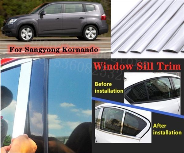 

puou high-quality car full window pillar trim cover stainless steel chrome decoration for sangyong kornando car styling