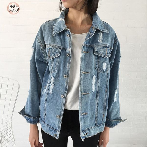 

куртка jeans женщины casacos feminino тонкие отверстия джинсовые куртки элегантный vintage bomber jacket femme повседневный basic ветровки, Black;brown