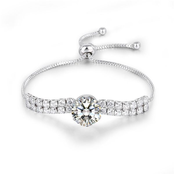 

fashion all-match irregular shiny zircon drawstring bracelet size adjustable jewelry, Golden;silver