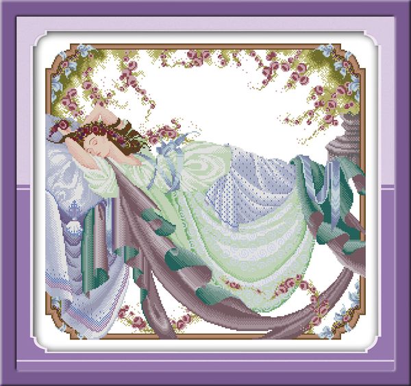Спящая красавица женщина домашнего декора живопись, ручной вышивки крестом вышивка рукоделие наборы подсчитано печати на холсте DMC 14CT / 11CT