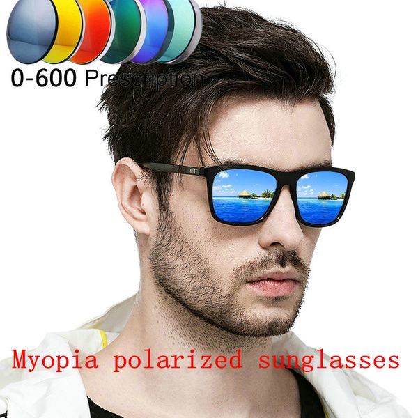 

men polarized sun glasses polarized sunglasses custom made myopia minus prescription lens mirror square goggle eyewear fml, White;black