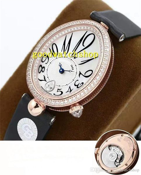

gb reine de naples 8918br luxury diamond woman watch rose gold diamond ladies watch cal.537/3 automatic mother-of-pearl dial sapphire, Slivery;brown