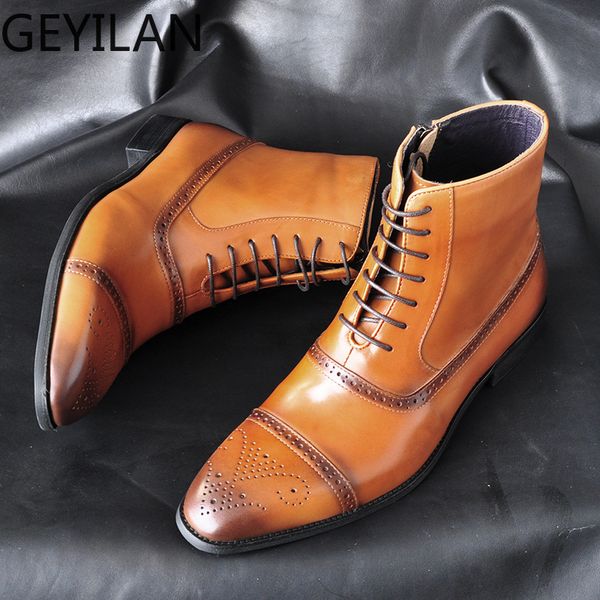 

2019 new ankle boots man for autumn winter fashion square toe side zipper men's waterproof boots plus size 39-47, Black