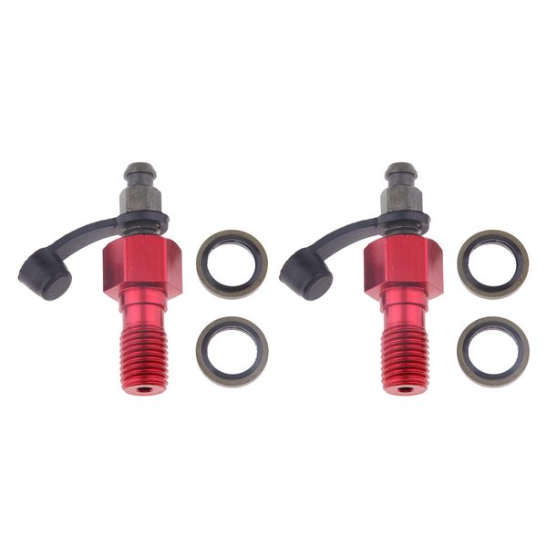 

2x motorcycle brake caliper banjo & bleed nipple/screw m10 x 1.25mm red