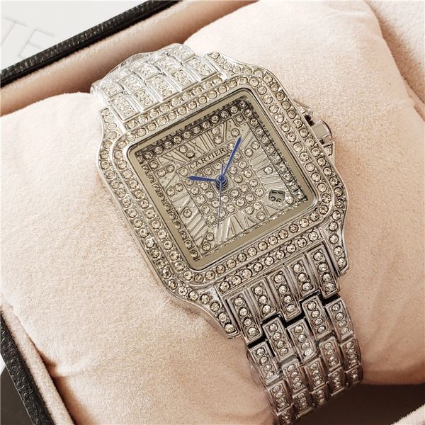 

Мода Женщины Повседневная швейцарские часы Brand Iced Out Алмазные Часы из нержавеющей