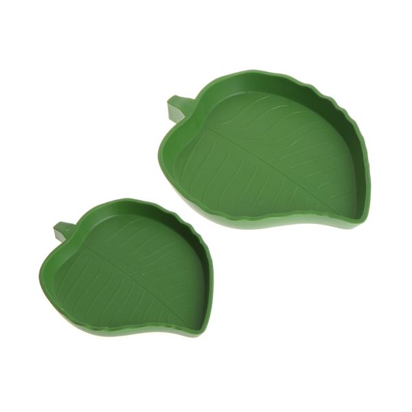 

2019 new reptile water food dish bowl plastic gecko meal worm feeder leaf shape 2size pet supplies reptile supplies