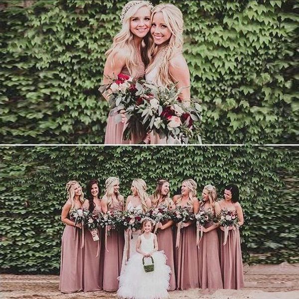 

2020 dusty rose pink bridesmaid dresses sweetheart ruched chiffon a-line long maid of honor dress wedding party gown plus size bm0149, White;pink