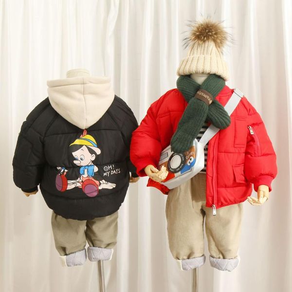 

winter new 3-7 year old male and female children children cartoon printed cotton coat thickened wearing bread down jacket, Blue;gray