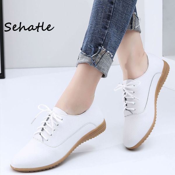 

2020 lace-up shoes flat platform sehatle women shoes flats woman casual oxfords plus size street elegant style, Black