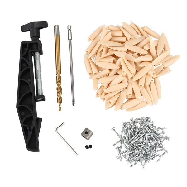 

pocket hole clamp for woodworking jig slant hole 9.5mm step drill bit 200pc screws plugs kit for jigs wood doweling joinery