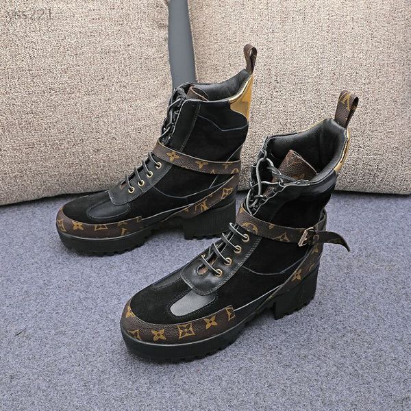 

european station winter new short boots thick heel high heel martin boots custom waterproof platform thick bottom motorcycle boots women, Black