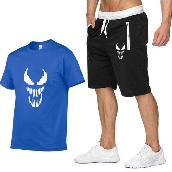 

new arrival fashion tracksuits men women sweatsuit 2018 new fashion outdoor sportwear summer venom men's t-shirt shorts set short sleev, Gray