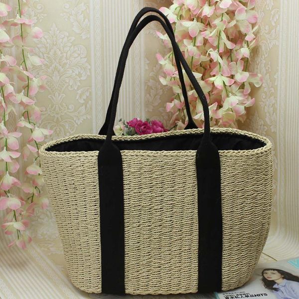 

beach bag for summer big straw bags handmade women tote women travel handbags luxury designer shopping hand bags, Red;black