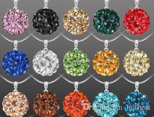 

10mm mix multicolor 18 inch men women snake fashion jewelry crystal disco balls crystal necklace pendants chains n4254, Silver