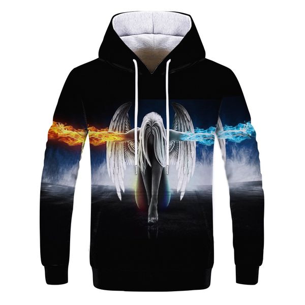 

mens designer beauty mary 3d digital printing hooded sweater, Black