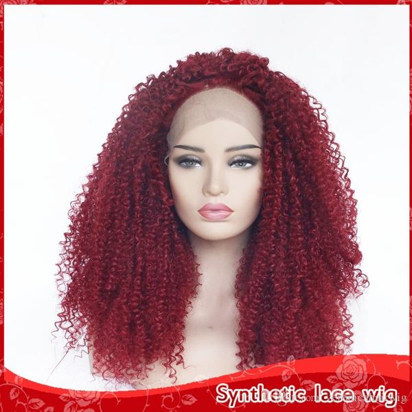 Fashion 180 Density Burgundy Wine Red Long Afro Kinky Curly Wigs