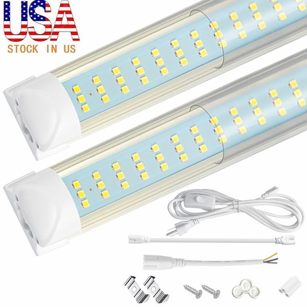 

20pc 8ft led hop light fixture 120w 12000lm 6000k cool white flat 3 row tube light no balla t uper bright white bulb for garage