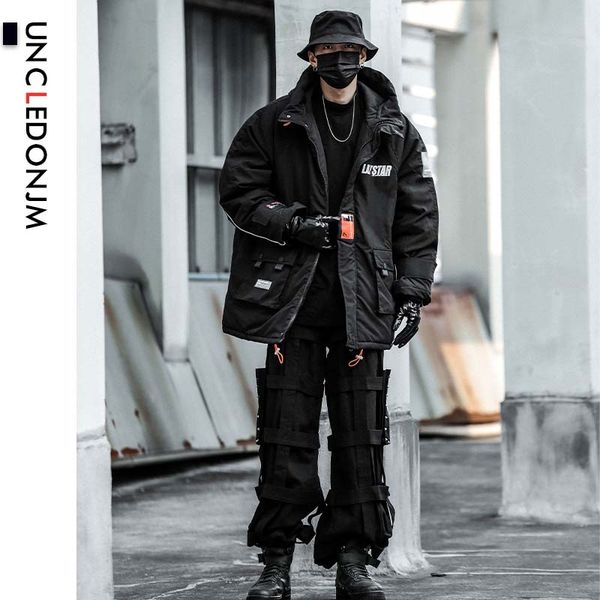 

2019 multi-pocket warm men's warm winter jacket windproof casual outerwear thick streetwear hip hop coat men parka la-9923, Black
