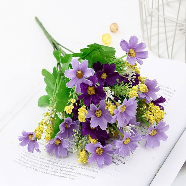 

2 bunches decorative home diy wedding party craft bouquet deskartificial flower gift simulation fake daisy silk festival